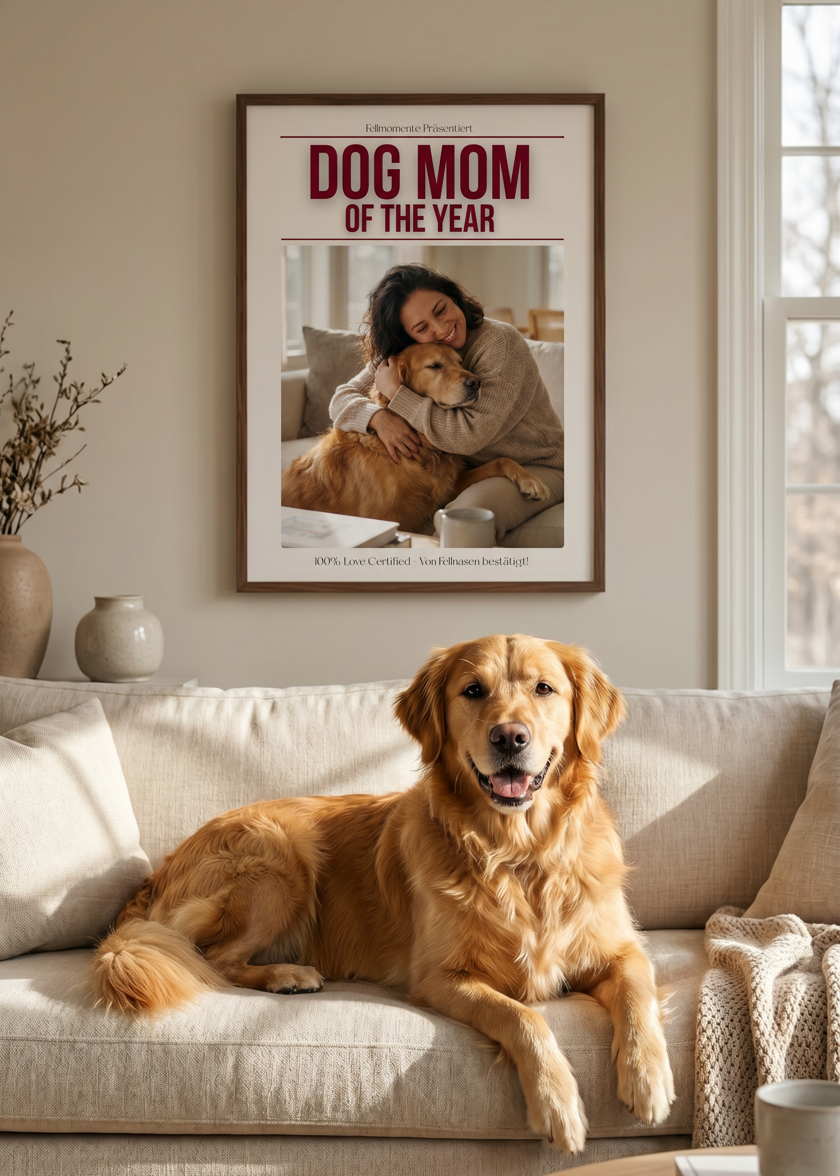 Dog Mom Poster individuell gestaltet – Premiumdruck in Galerie-Qualität mit schwarzem Rahmen
