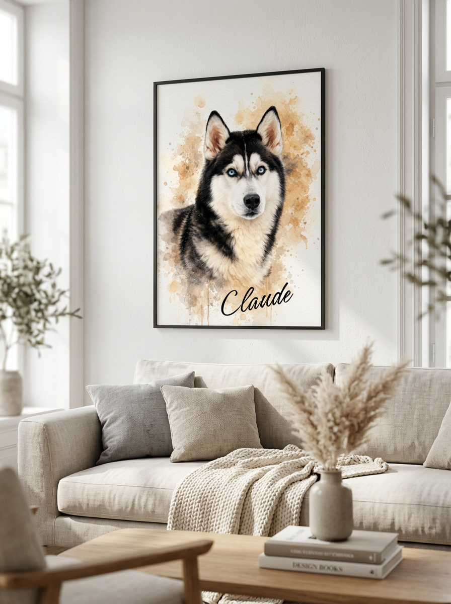 Aquarell Portrait – Personalisiertes Haustier-Poster
