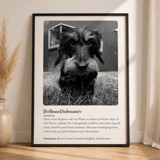 Personalisiertes Haustier Poster – Definition Fellnase [Black & White]